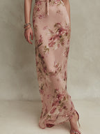 Lia | Robe maxi en mousseline à imprimé floral élégant et encolure goutte d'eau