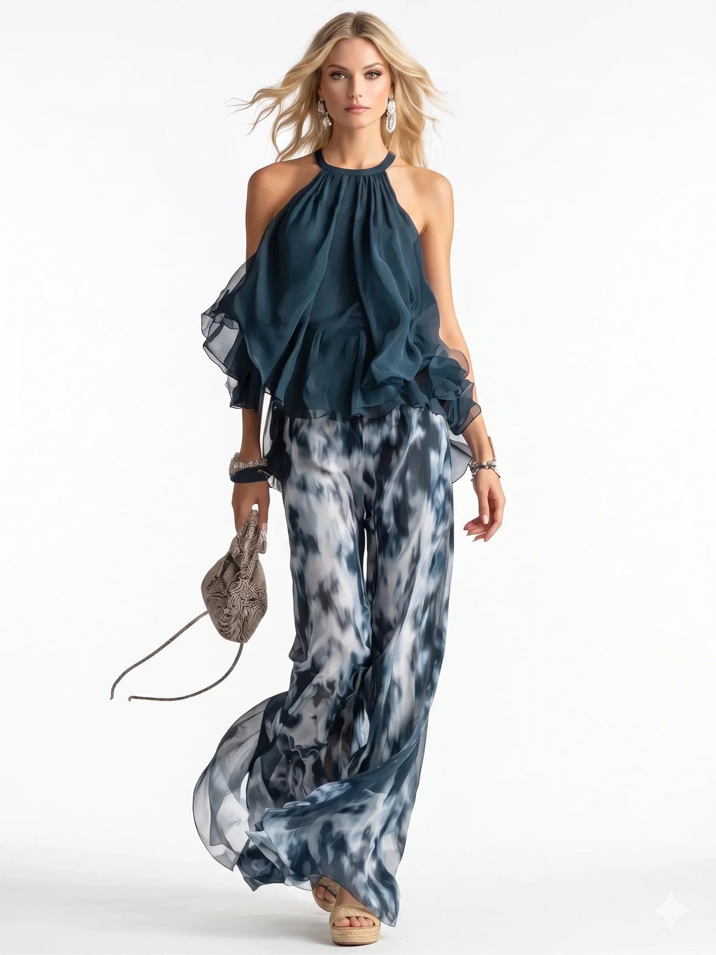 Elegant two-piece chiffon set Maison Fleurine
