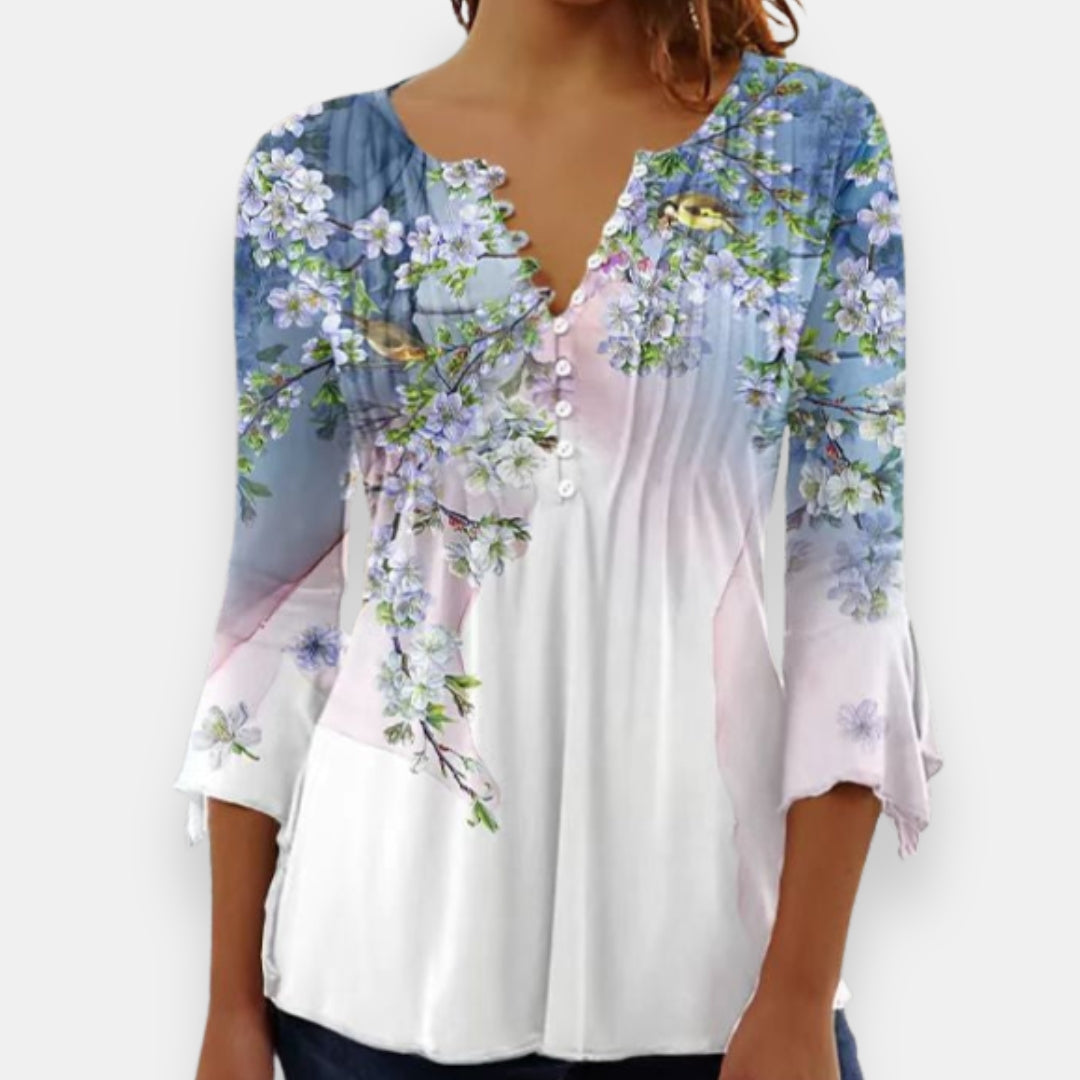 Hortensia | Tunique fleurie à plis
