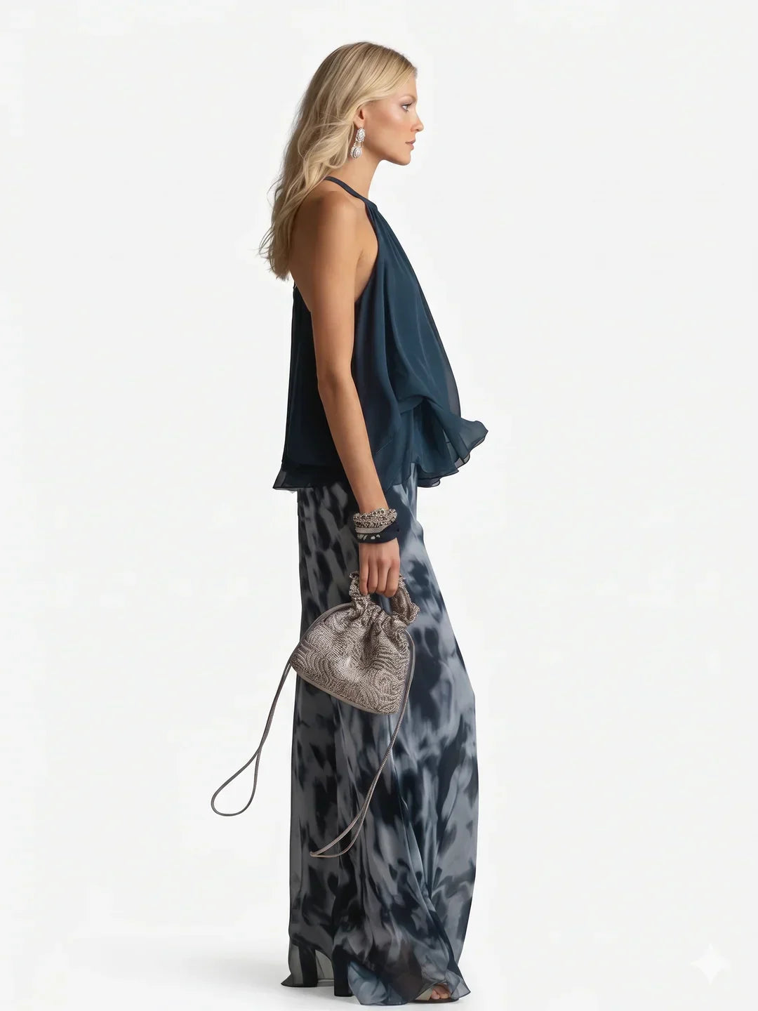 Elegant two-piece chiffon set Maison Fleurine