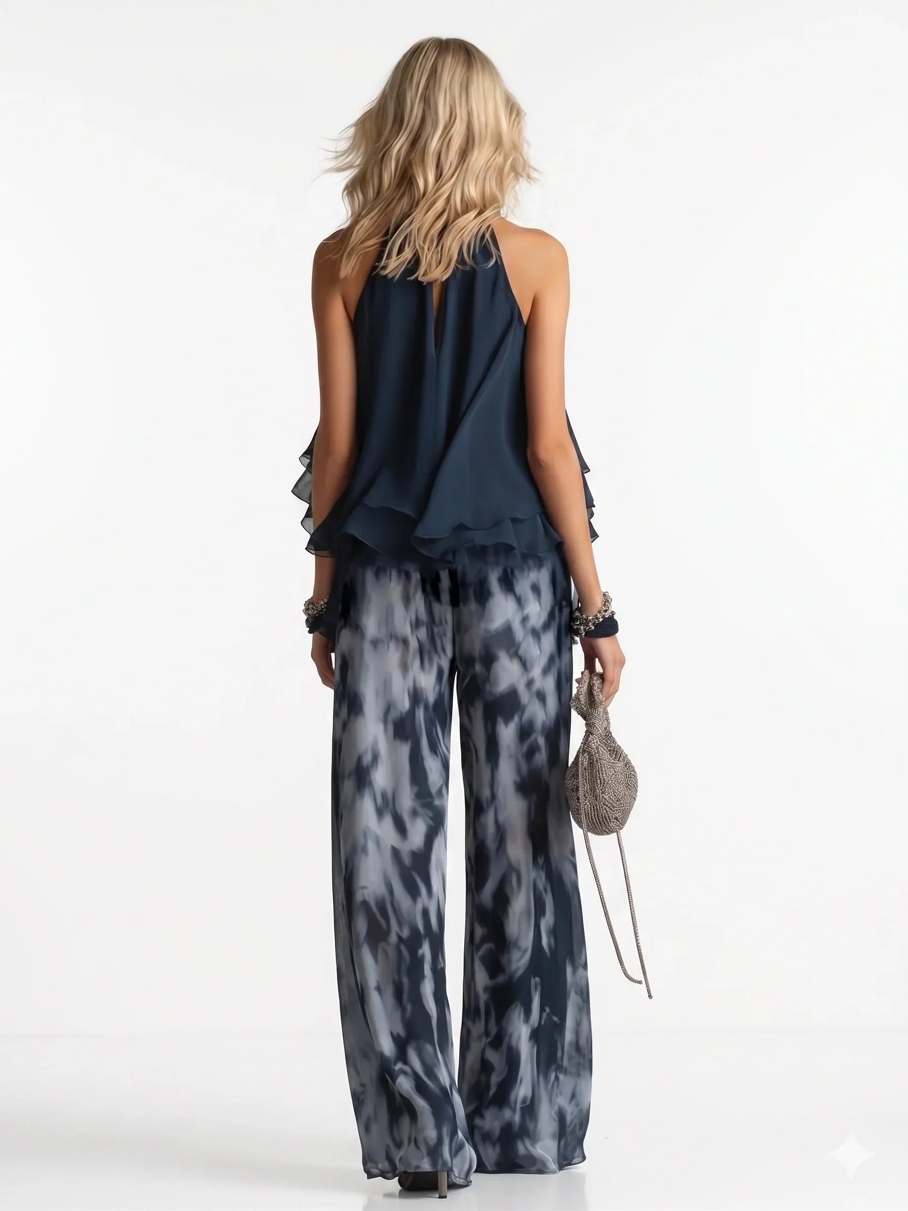 Elegant two-piece chiffon set Maison Fleurine
