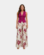 Alixène | Ensemble haut sans manches et pantalon fleuri
