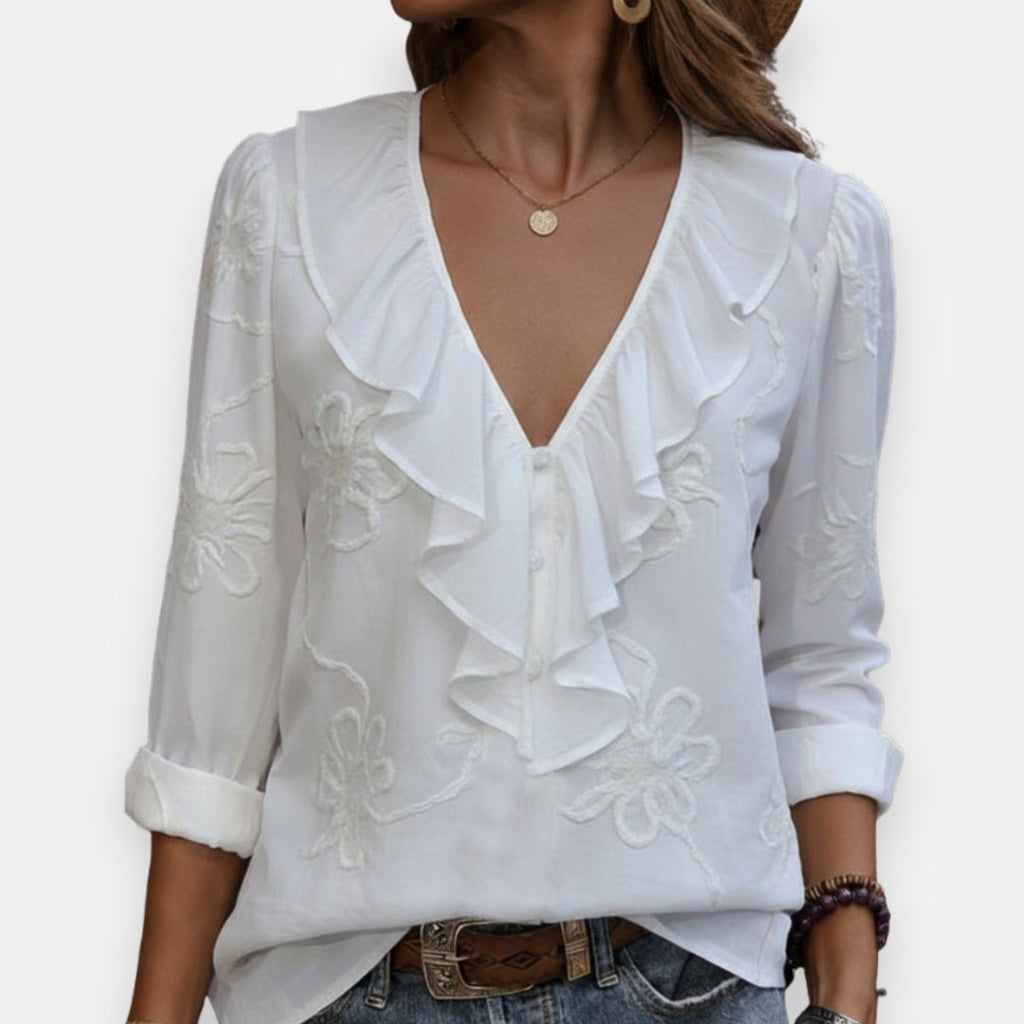 Célène | Blouse volants broderies
