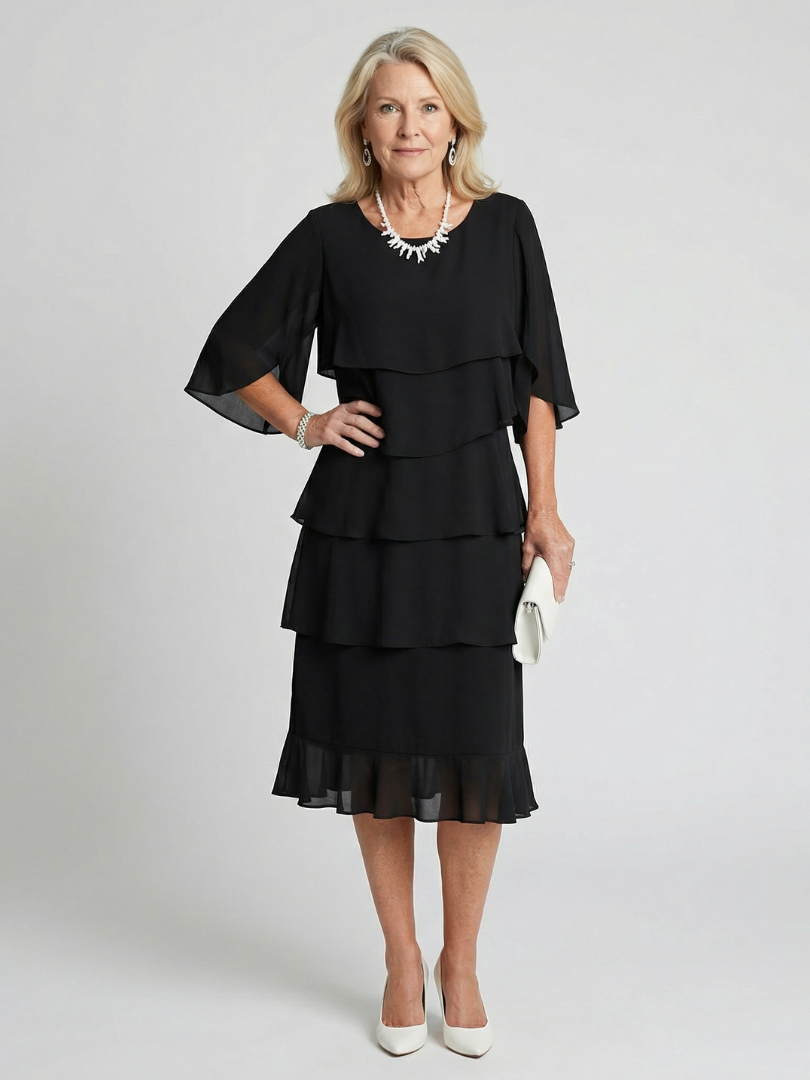 Brent | Layered Tier Midi Dress Maison Fleurine