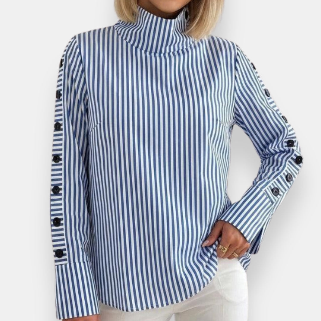 Ambrosine | Blouse rayée à col montant