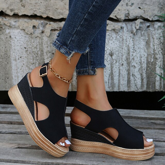 Sandales compensées Maeve en cuir raffiné – Élégance décontractée