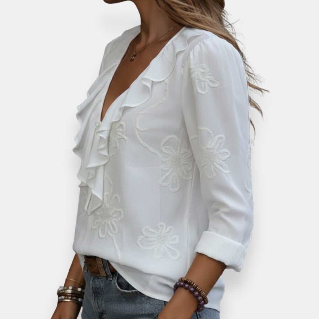 Célène | Blouse volants broderies