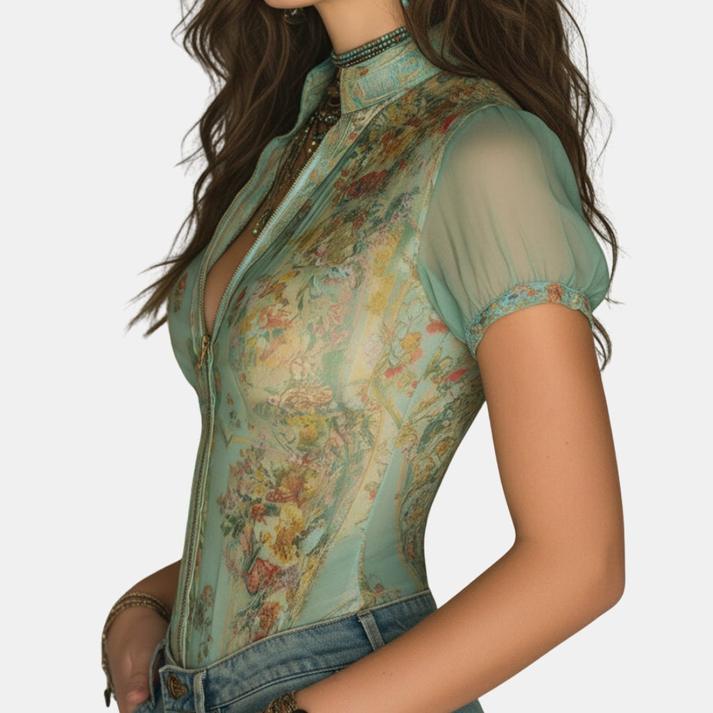 Octaviane | Top zippé imprimé floral