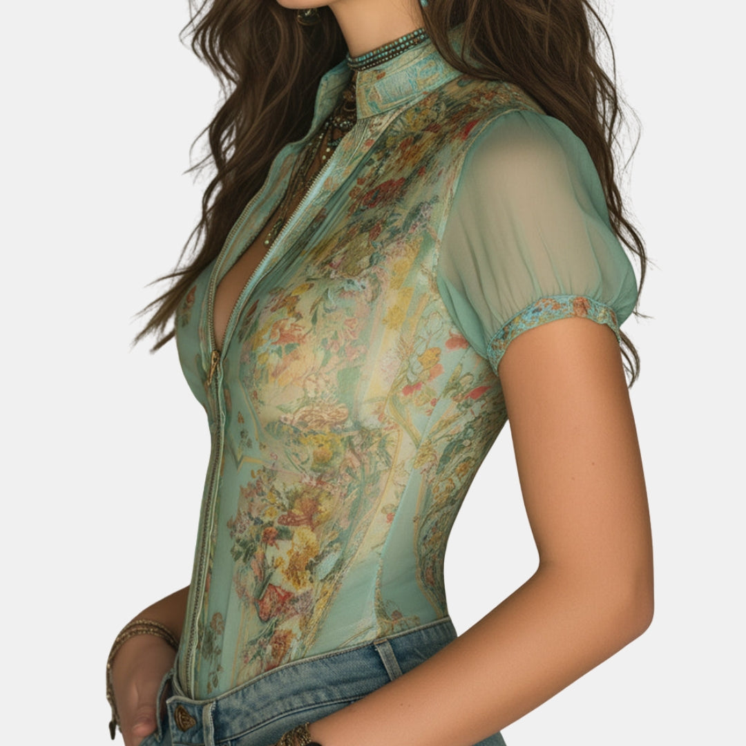 Octaviane | Top zippé imprimé floral