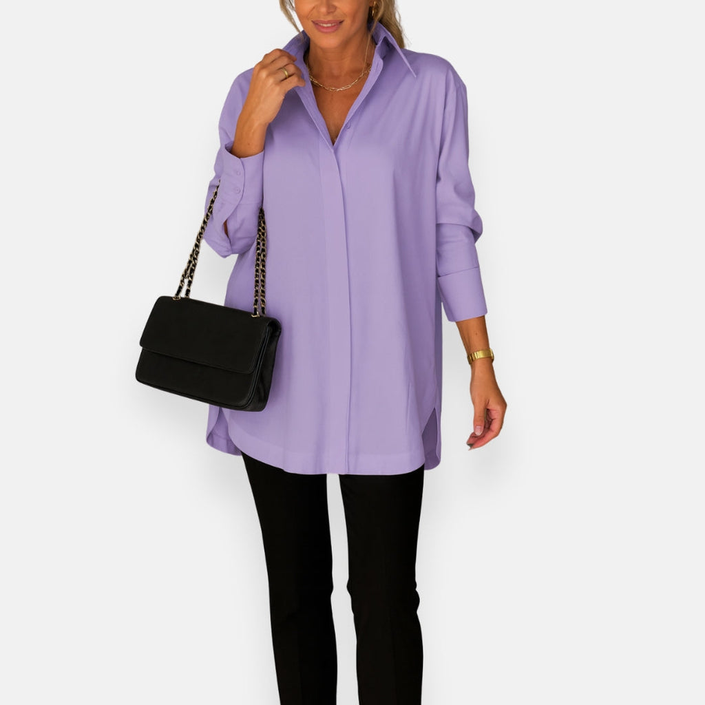 Nerina | Chemise blanche à col fendu