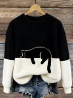 Aileen | Sweat Oversize Élégant à Imprimé Chat