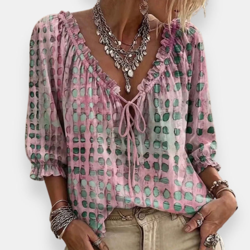 Estréa | Blouse Imprimée Volantée