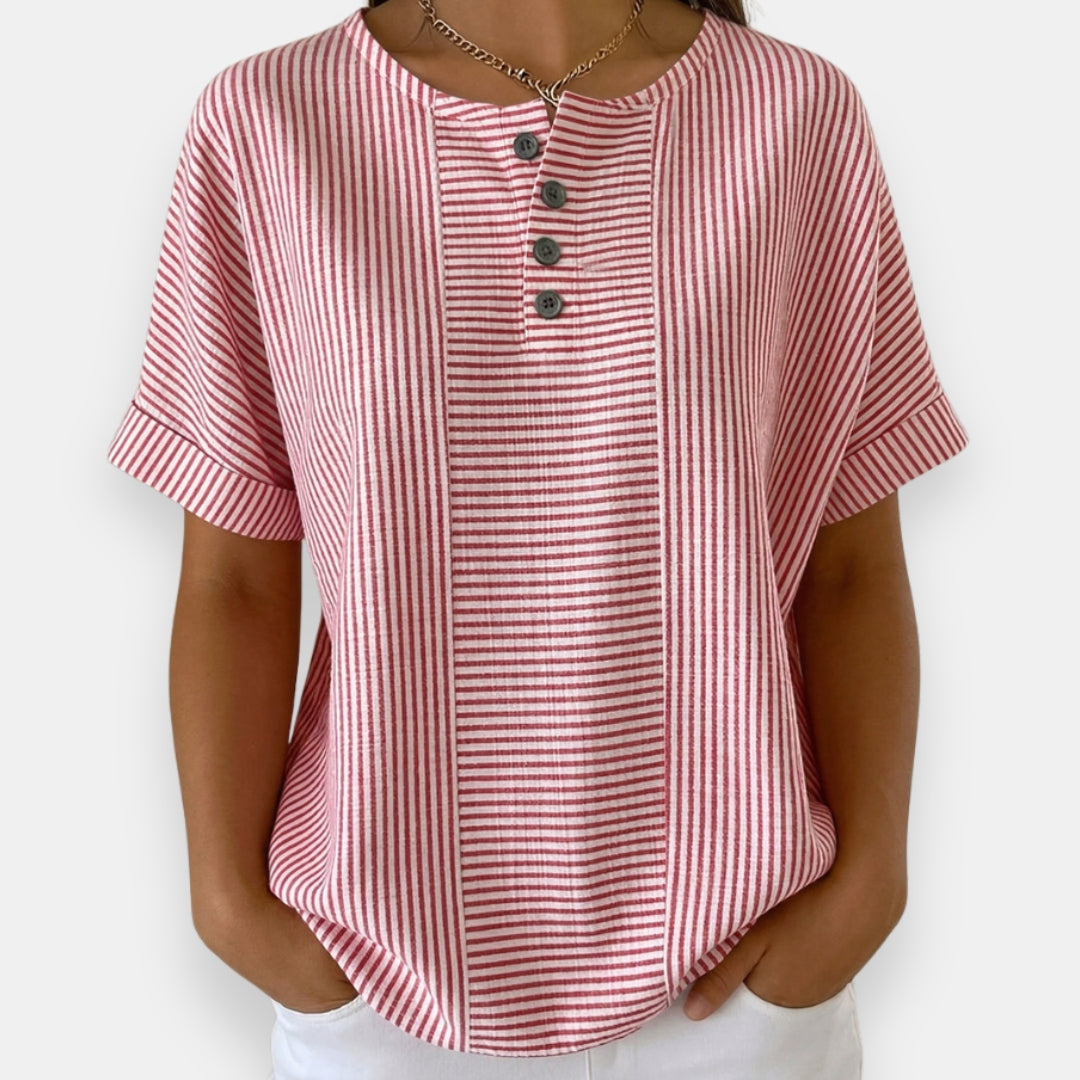 Brunehilde | Top rayé boutonné