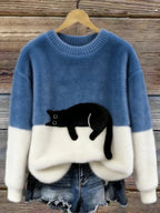 Aileen | Sweat Oversize Élégant à Imprimé Chat