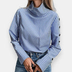 Ambrosine | Blouse rayée à col montant