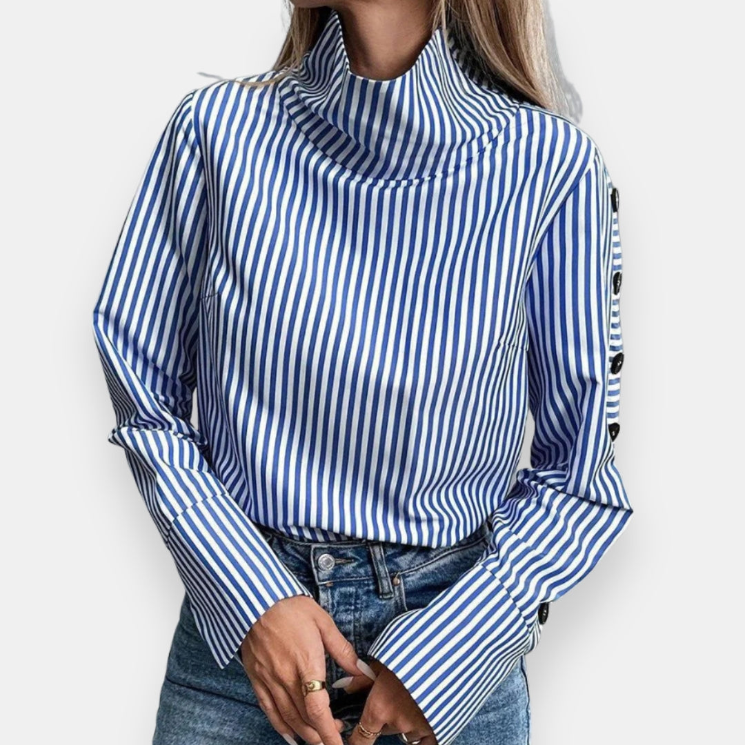 Ambrosine | Blouse rayée à col montant