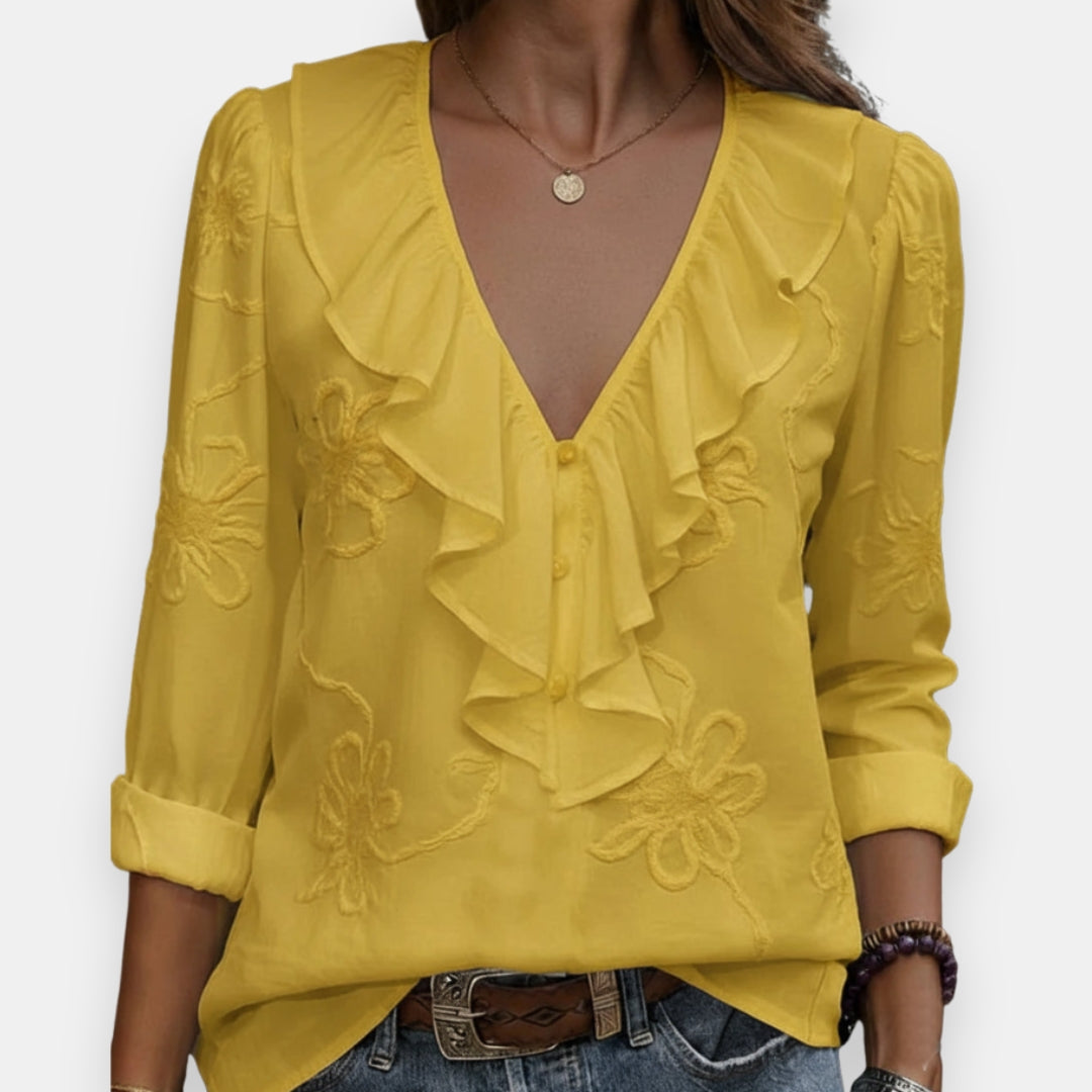 Célène | Blouse volants broderies