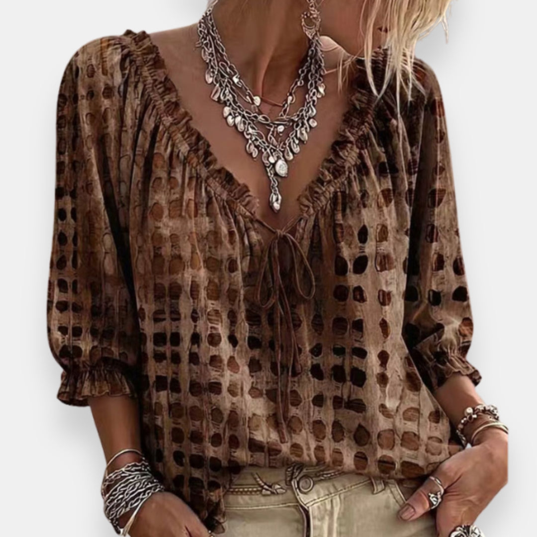 Estréa | Blouse Imprimée Volantée
