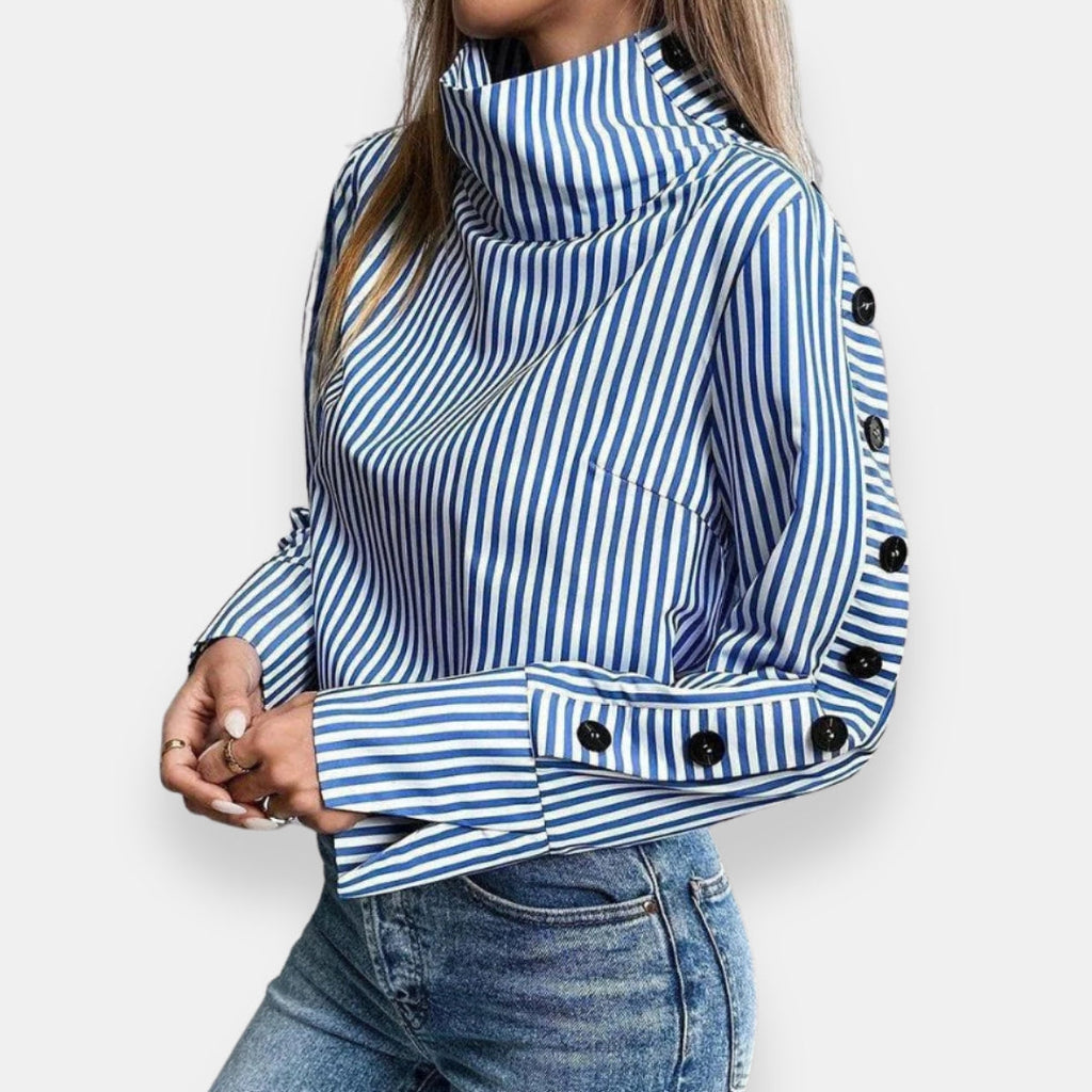 Ambrosine | Blouse rayée à col montant