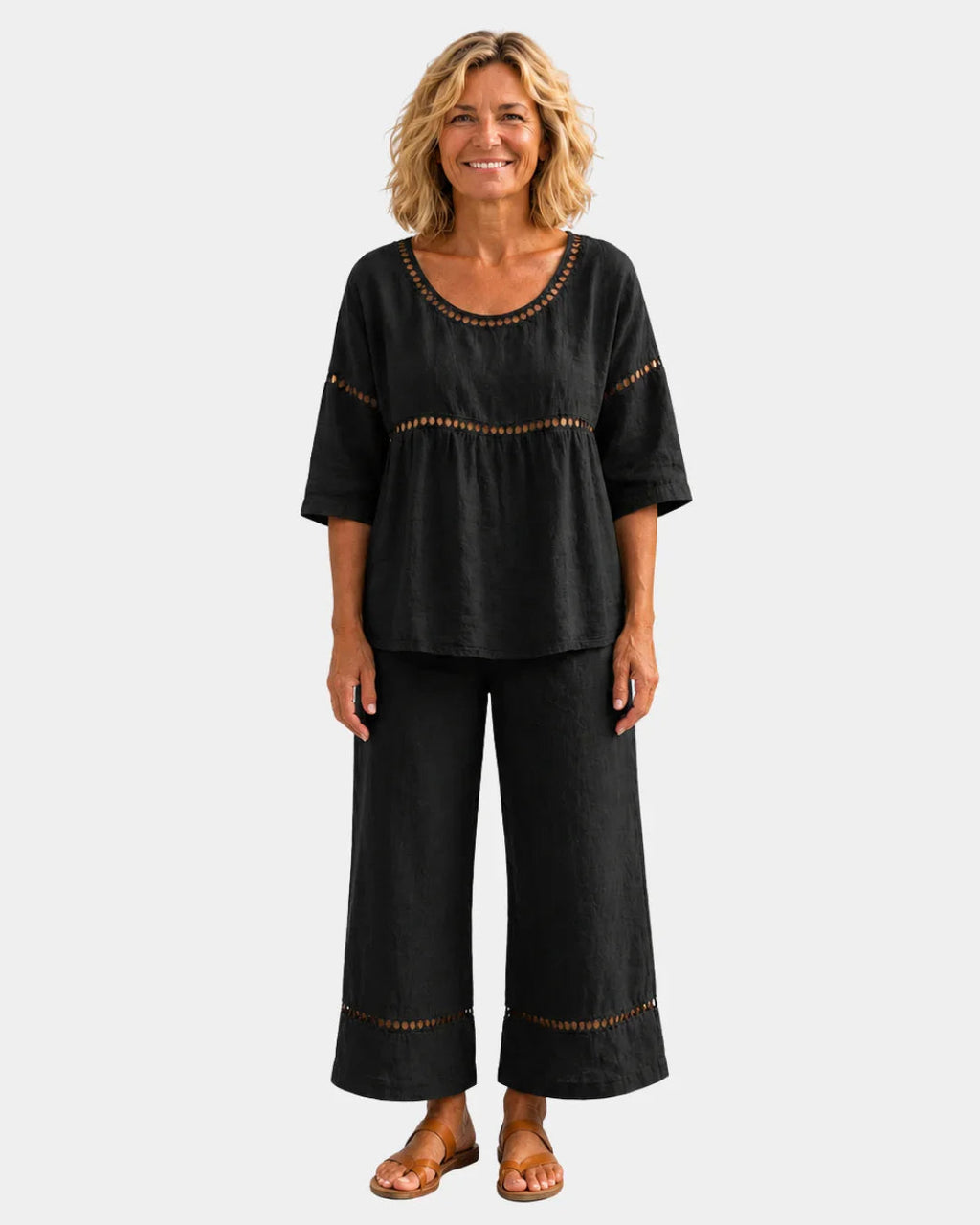 Bonne | Ensemble frais avec blouse et pantalon assortis
