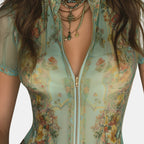 Octaviane | Top zippé imprimé floral