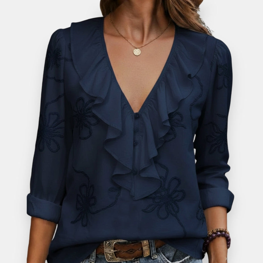 Célène | Blouse volants broderies