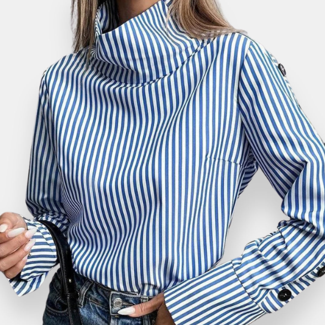 Ambrosine | Blouse rayée à col montant