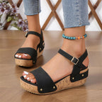 Sandales compensées Daniela – Élégance intemporelle en cuir