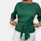 Eléonore | Blouse col bateau ceinturée