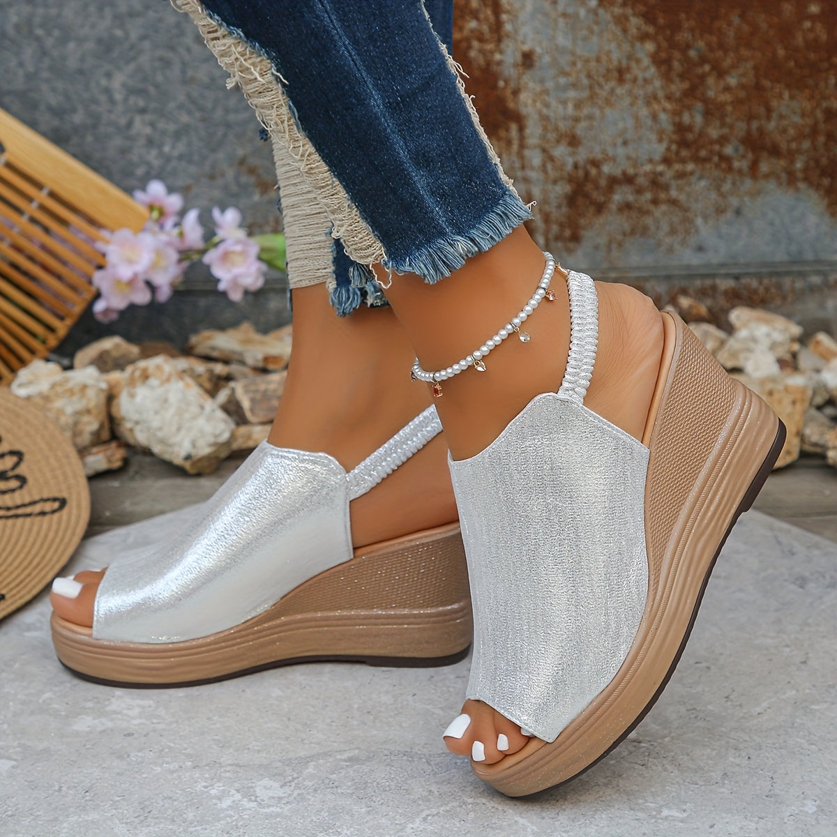 Sandales Wedge Orthopédiques Aurora en Cuir Élégant