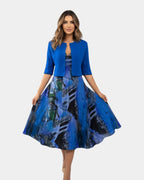 Stacy | Robe midi fluide imprimée avec veste assortie