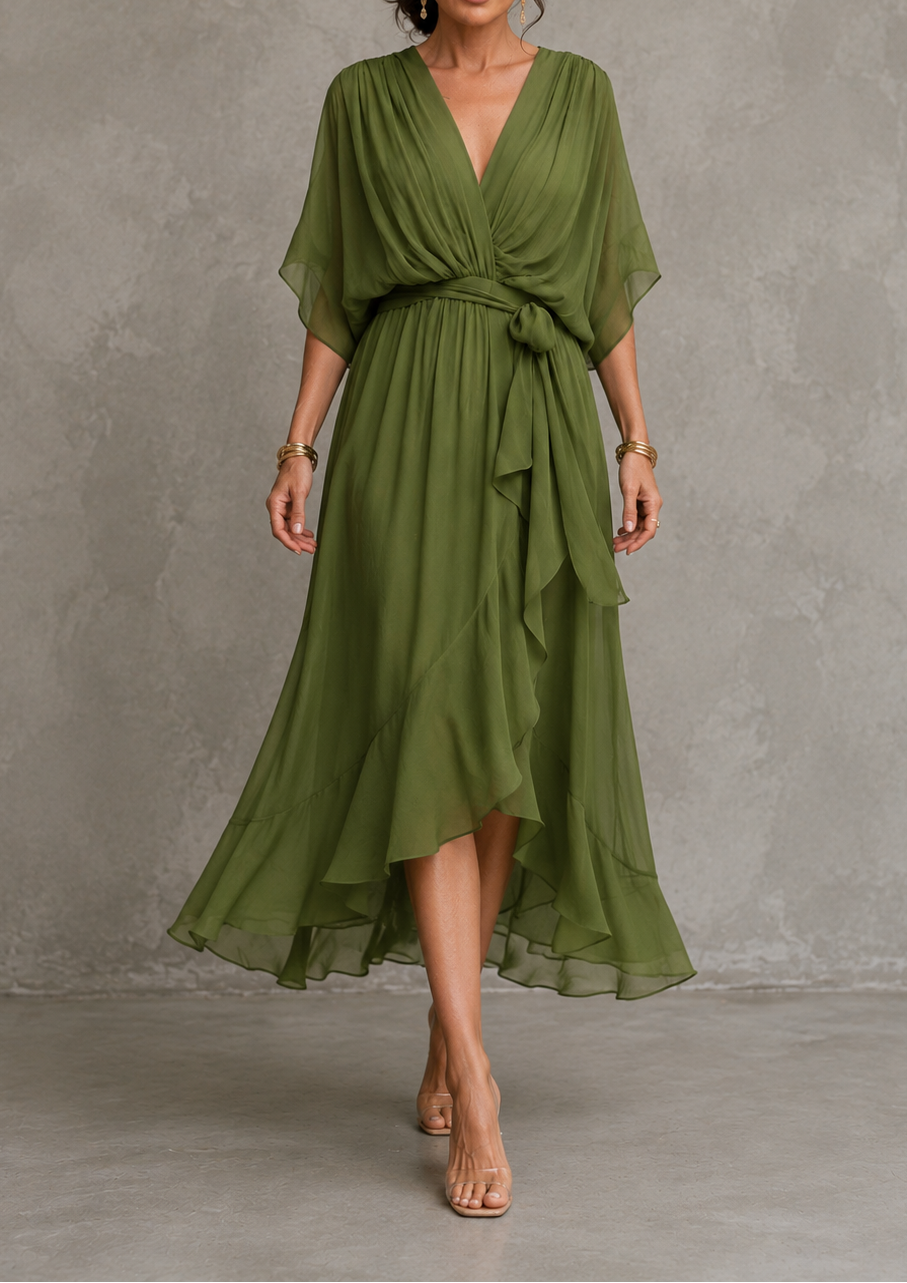 Marta | Robe en mousseline à col V