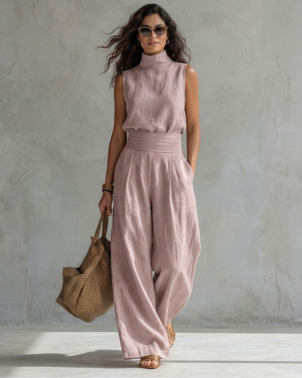 María | Ensemble Élégant avec Pantalon Large et Top