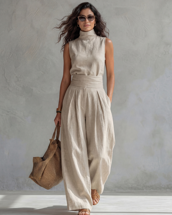 María | Ensemble Élégant avec Pantalon Large et Top