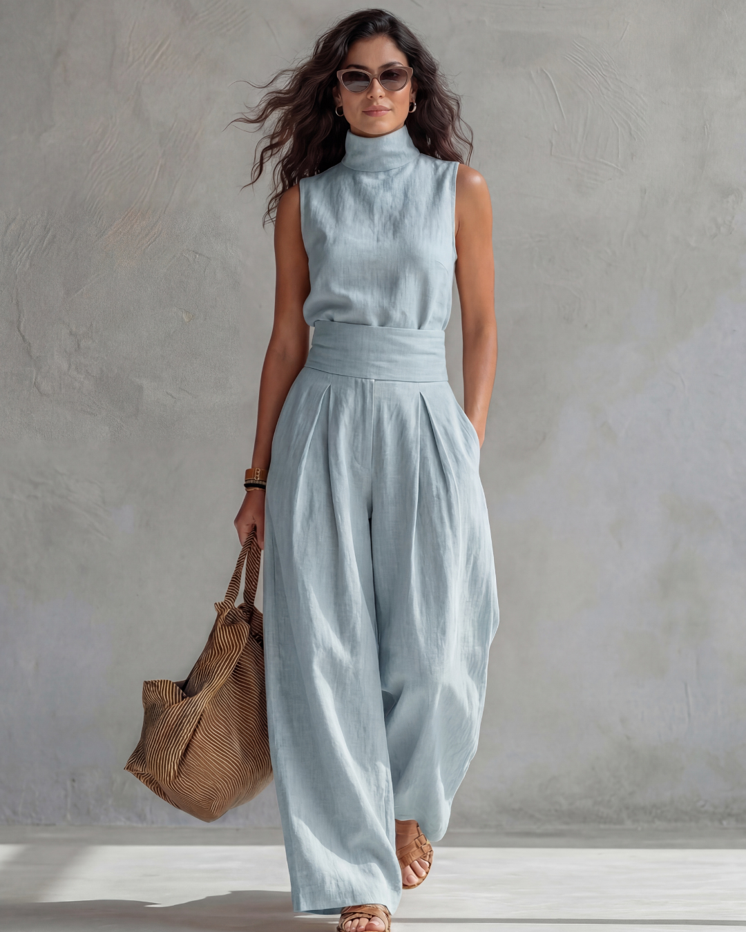 María | Ensemble Élégant avec Pantalon Large et Top