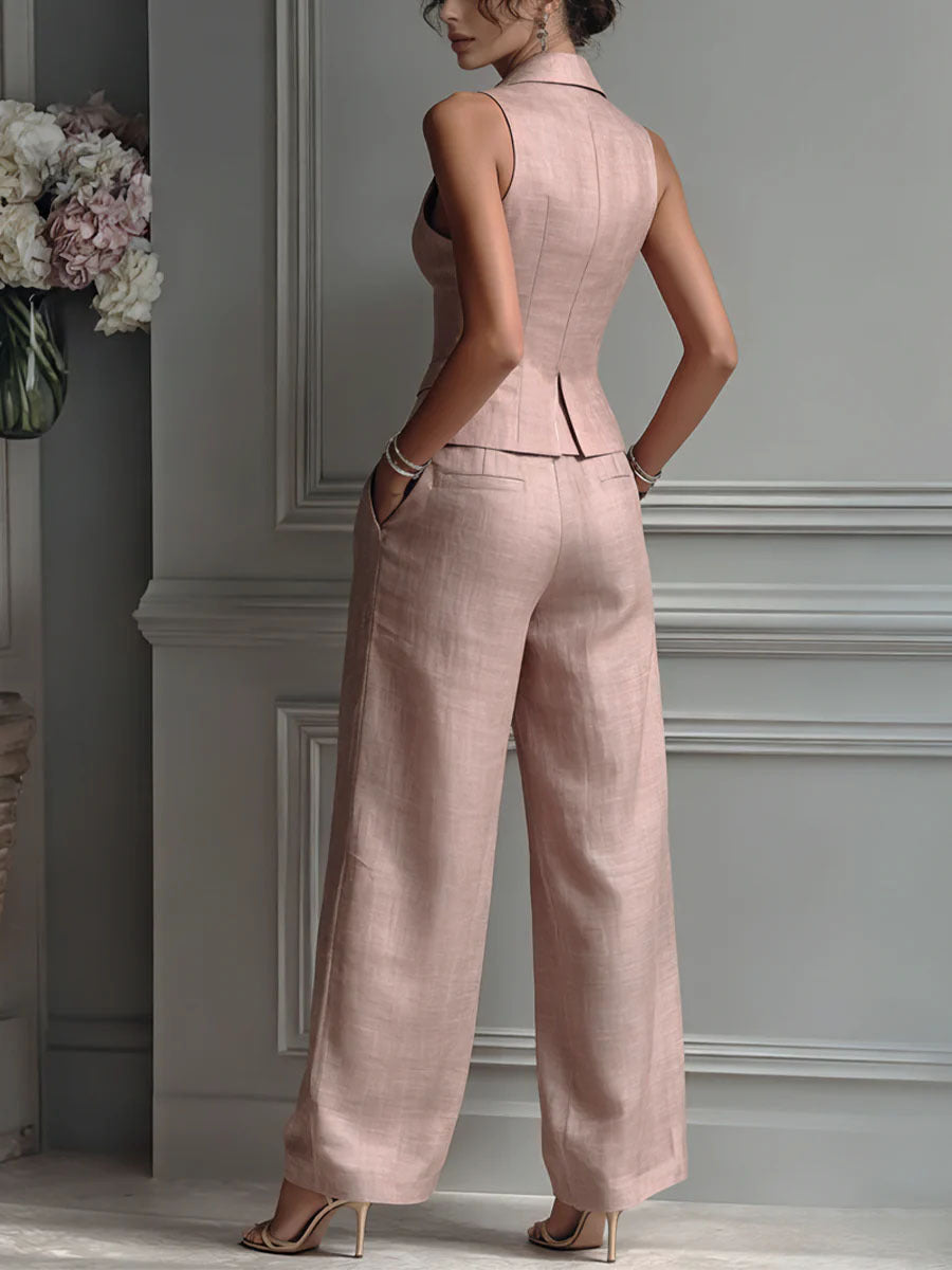 Women's Two-Piece Set with V-Neck and Buttons Maison Fleurine