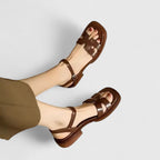 Sandales Plates Vera en Cuir Épuré - Élégance Distinguée