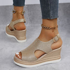 Sandales compensées Maeve en cuir raffiné – Élégance décontractée