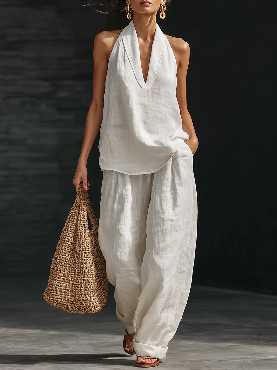 Zoe™ Sleeveless Set with Wide Pants Maison Fleurine