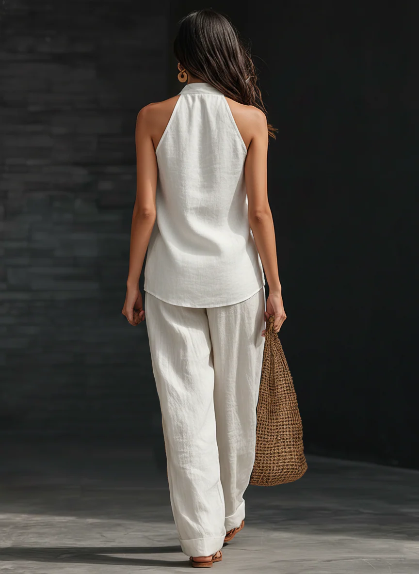 Zoe™ Sleeveless Set with Wide Pants Maison Fleurine
