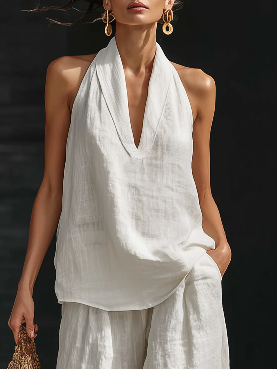 Zoe™ Sleeveless Set with Wide Pants Maison Fleurine