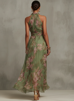Serena | Robe maxi en mousseline fleurie à emmanchure américaine