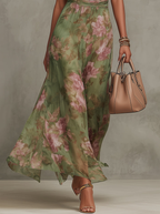 Serena | Robe maxi en mousseline fleurie à emmanchure américaine