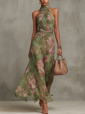 Livie | Robe longue élégante à motif floral et encolure dos nu