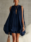 Valeria | Mini Robe Mousseline Bleu Marine
