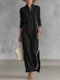 Joëlle | Robe Maxi Sweat Boutonnée