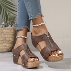 Sandales Compensées Élégantes Gigi en Cuir Luxe