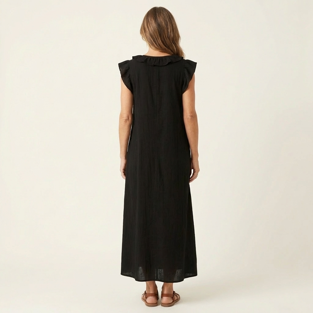 Anita | Robe Longue Col V à Volants