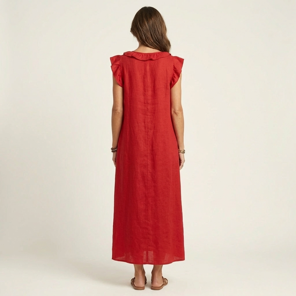 Anita | Robe Longue Col V à Volants