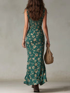 Zara | Robe maxi bohème froncée à imprimé fleuri et fente latérale